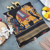 Vriksham Black Kalamkari Saree with Nizam Border-VS4307